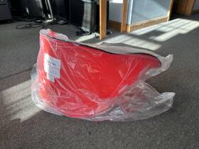 479-251-25 Koronis / Polaris Edge Low Flared Red Windshield With White Checkerboard 13 Inch Nos