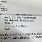 Windshield Arctic Cat Zr Oem. Fixed Price $85.00.